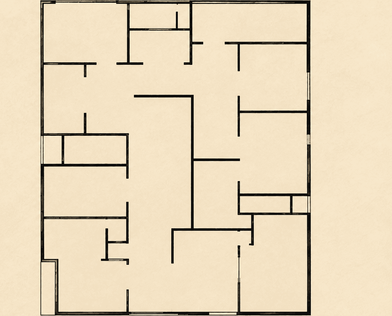 Floor plan diagram connecting the stages of reviewing and defining a repair scope