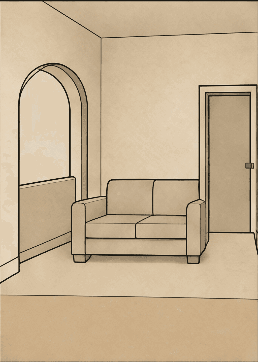 Finished converted room with a sloped ceiling