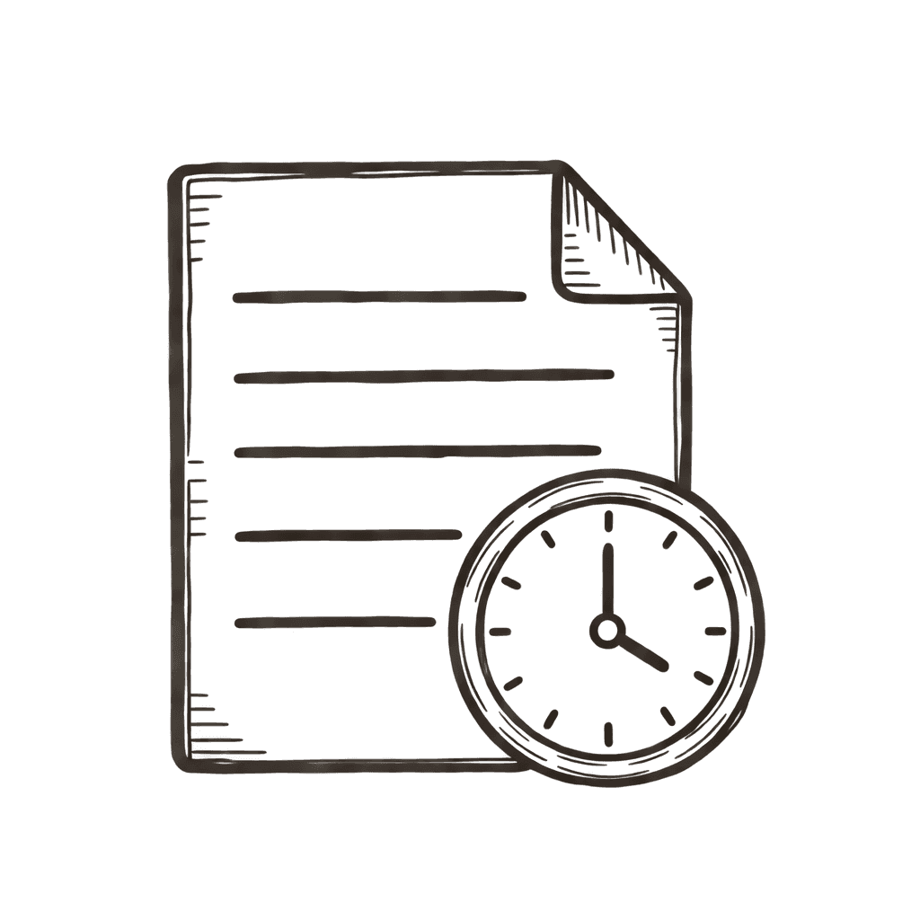 Illustration of a document and clock representing retention time