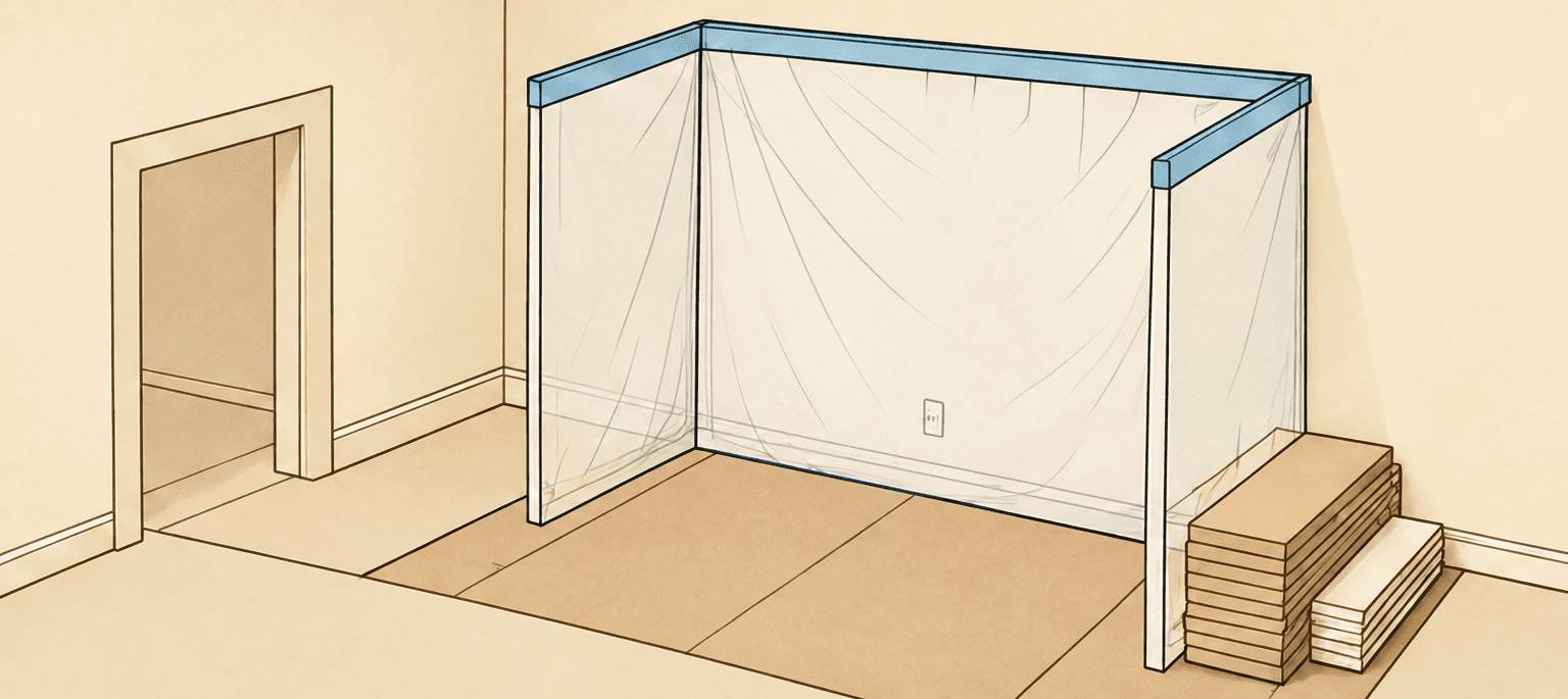 Illustrated room prepared for a grouped repair list