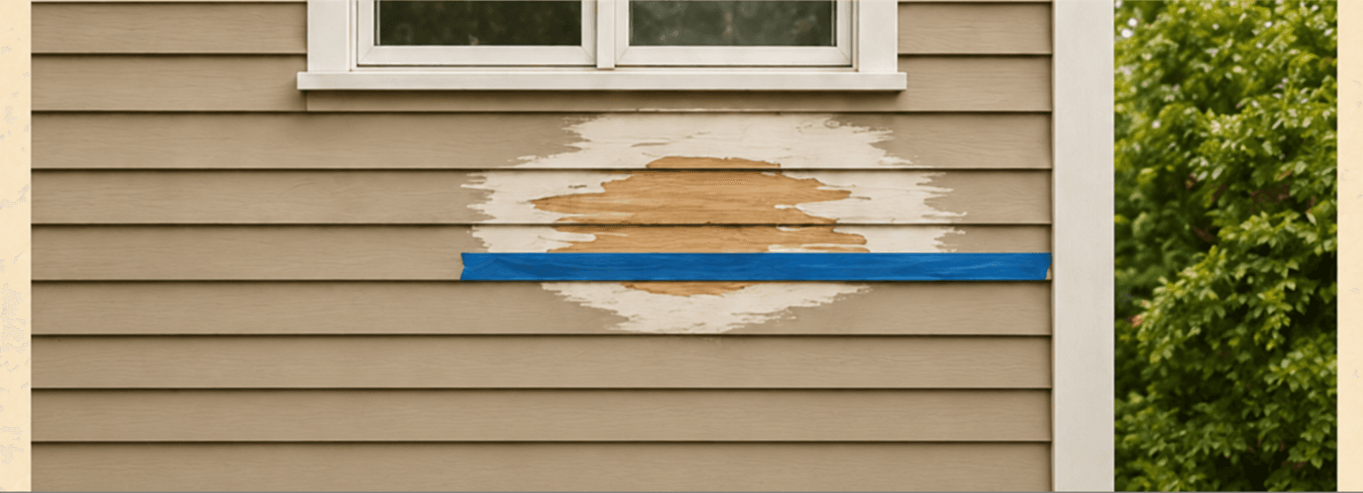 Exterior siding and window included with broader property work