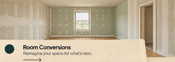 Room with newly finished walls during a conversion