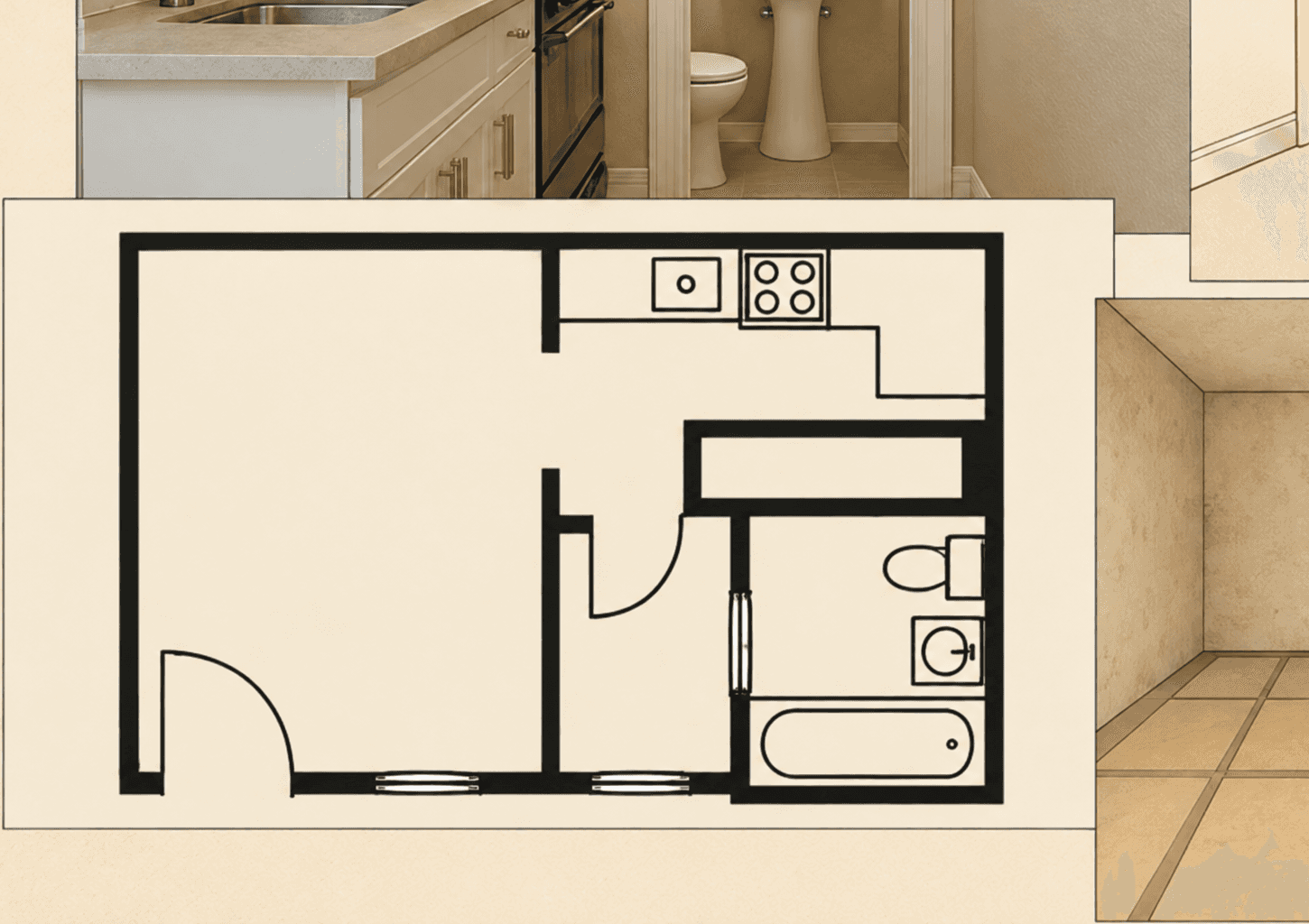 Floor plan showing the relationship between household repair areas