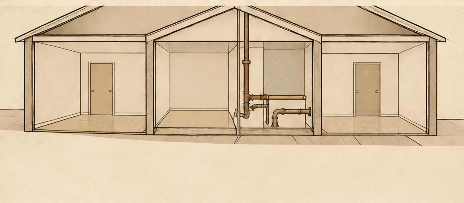Property section drawing showing connected room conversions