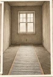 Unfinished room with a protected walkway
